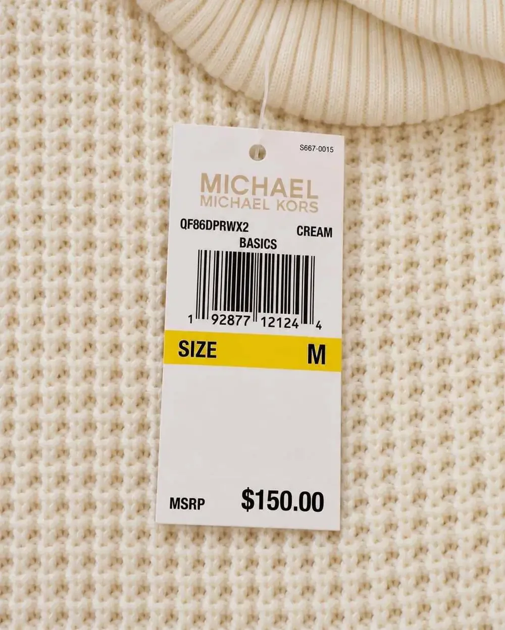 Michael Kors Cream Waffle Knit Turtleneck Tunic Sweater Size M NWT MSRP 150